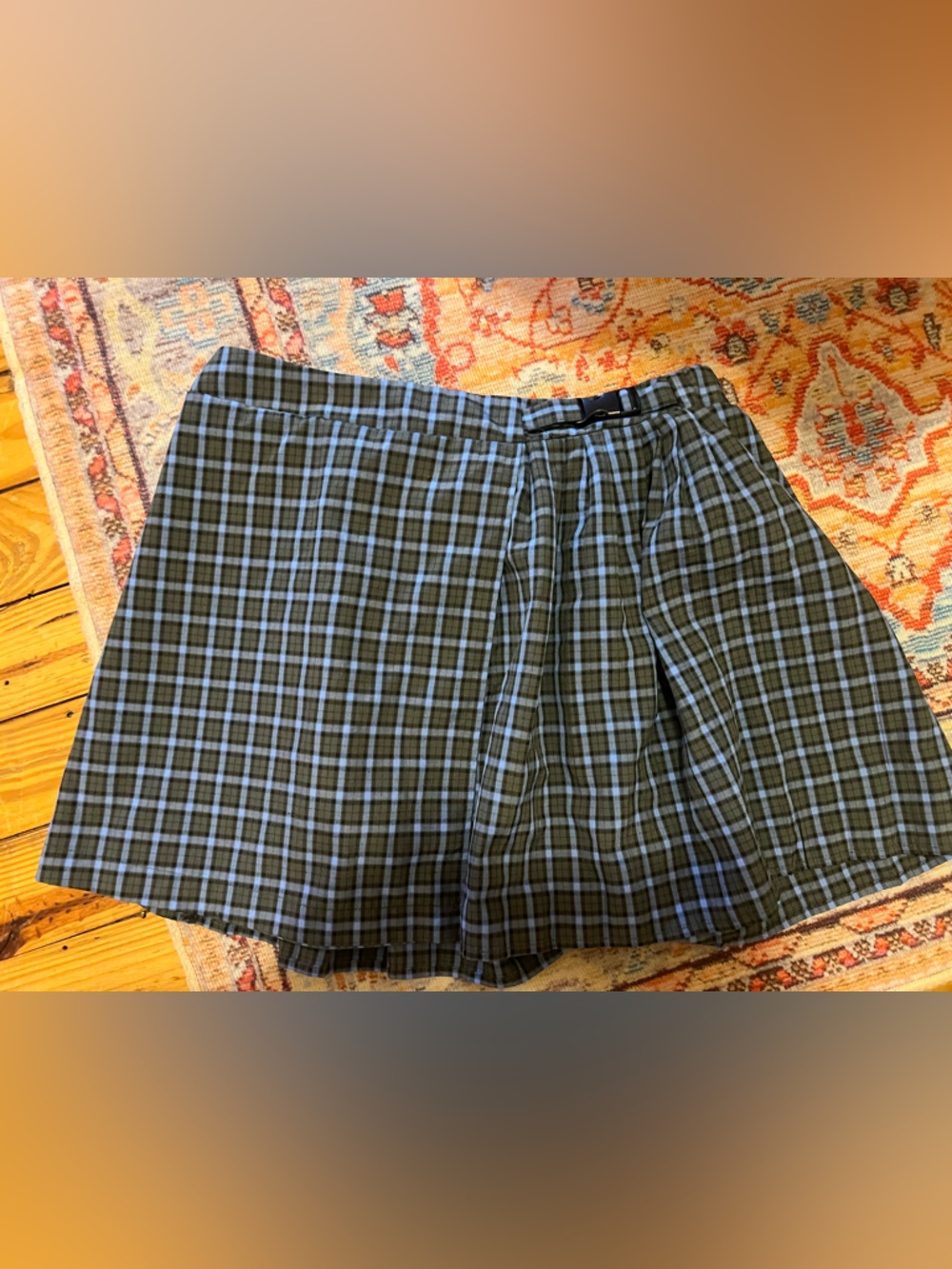 wild fable Black & Light Blue Plaid Mini Skirt